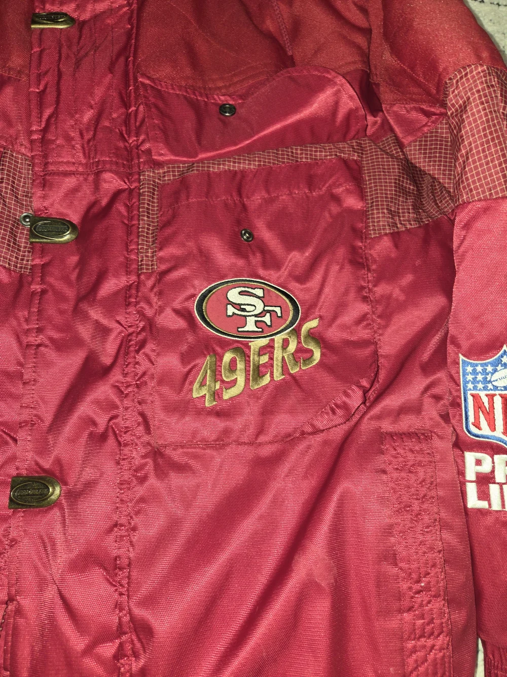 Vintage 90s San Francisco 49ers Logo Athletic Pro Line Jacket Puffer Coat Size [